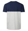Thumbnail Back view of navy and light grey colour block T-shirt.